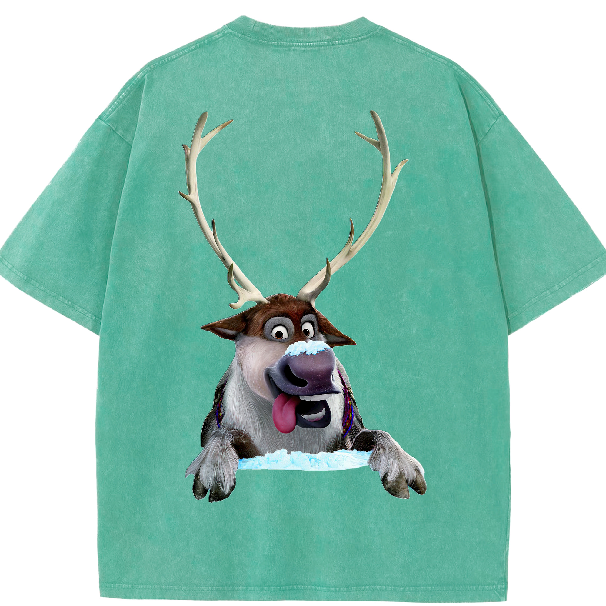 （画像用） アナと雪の女王 アンナ エルサ Frozen Anna Elsa 綿100% ヴィンテージ風 半袖Tシャツ（背面プリント）